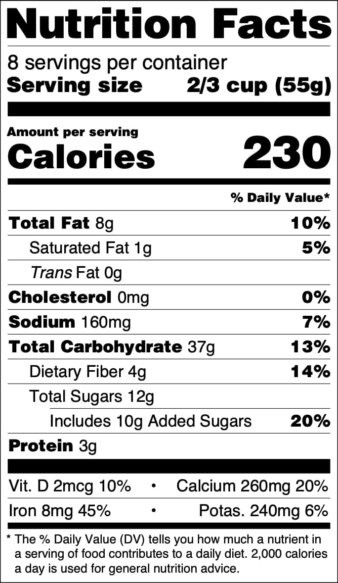 Vertical Display with Micronutrients Listed Side-by-Side